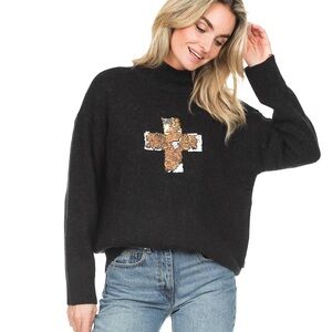 Goldbergh Sweater with Gold Sequin Cross